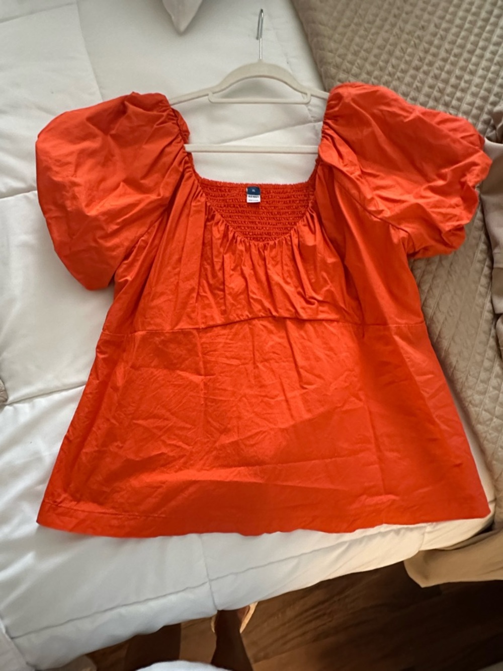 Old Navy Orange Puff-Sleeve Blouse